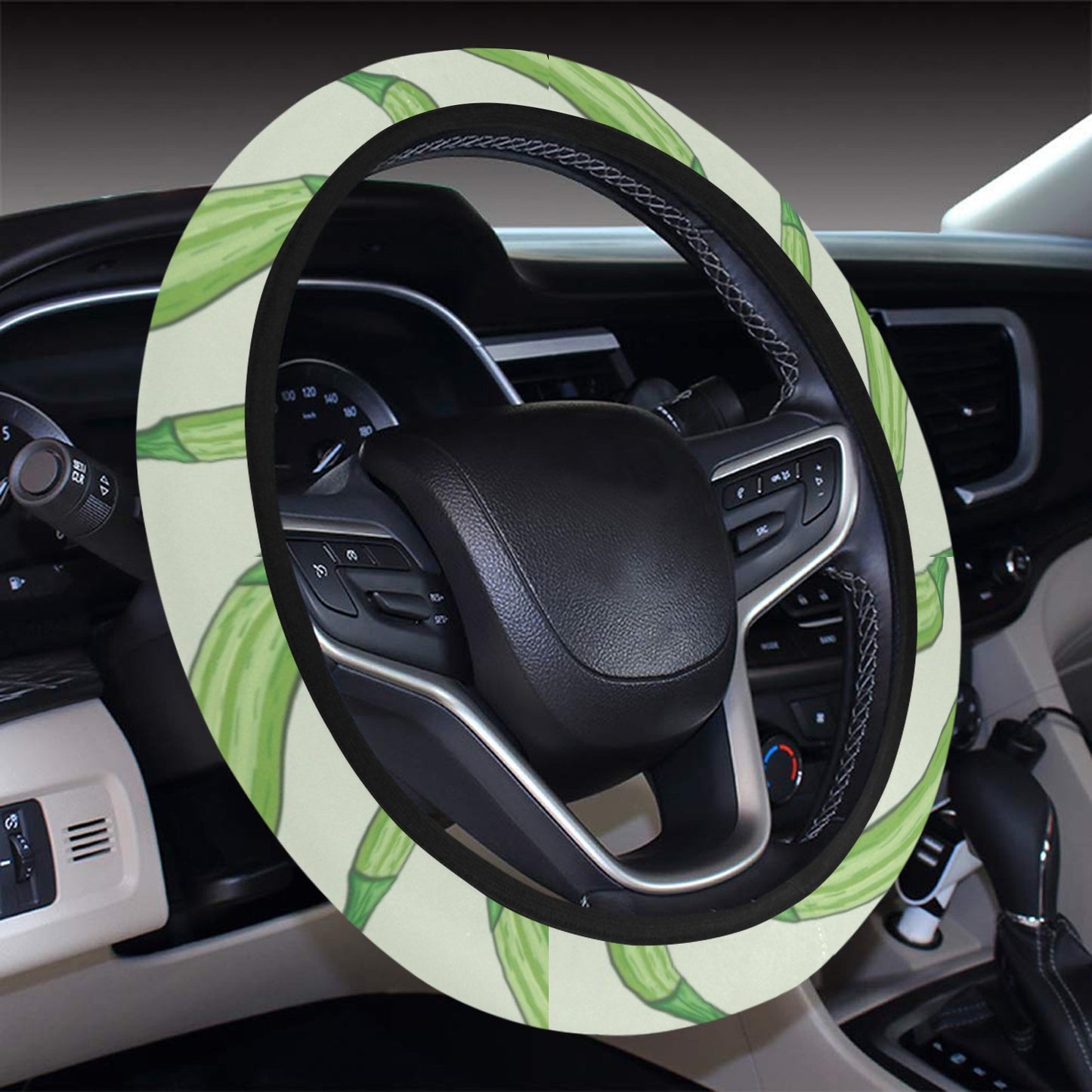 Zucchini Print Design LKS302 Steering Wheel Cover with Elastic Edge