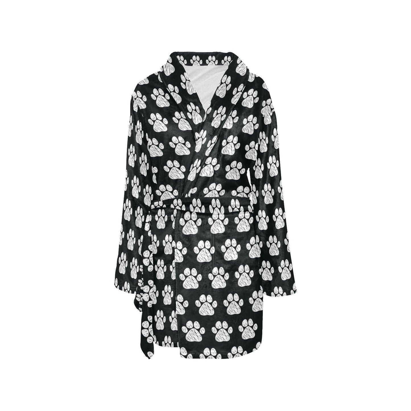 Paw Pattern Print Design A02 Women's Fleece Robe