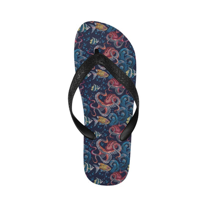 Underwater Giant Squid Print Design LKS302 Flip Flops