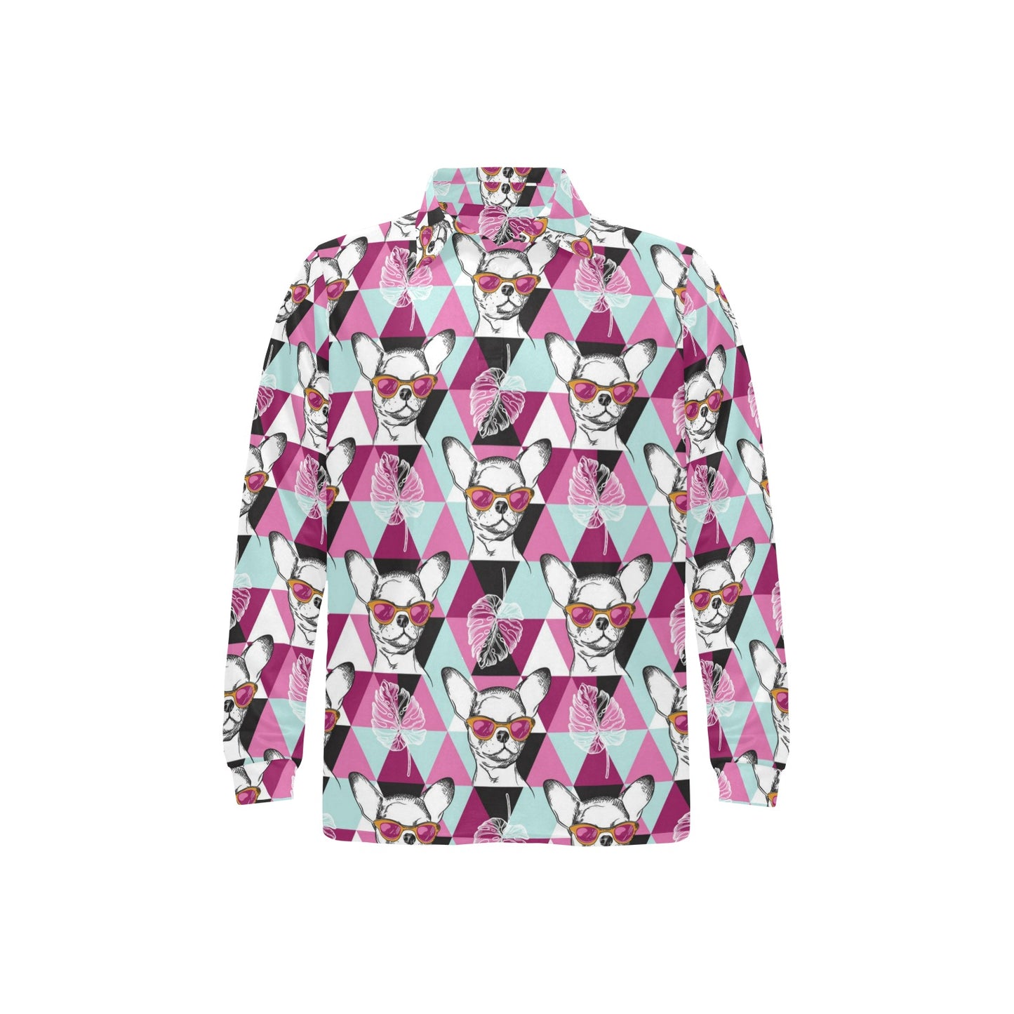Chihuahua Cute Triangle Pattern Long Sleeve Polo Shirt For Men's