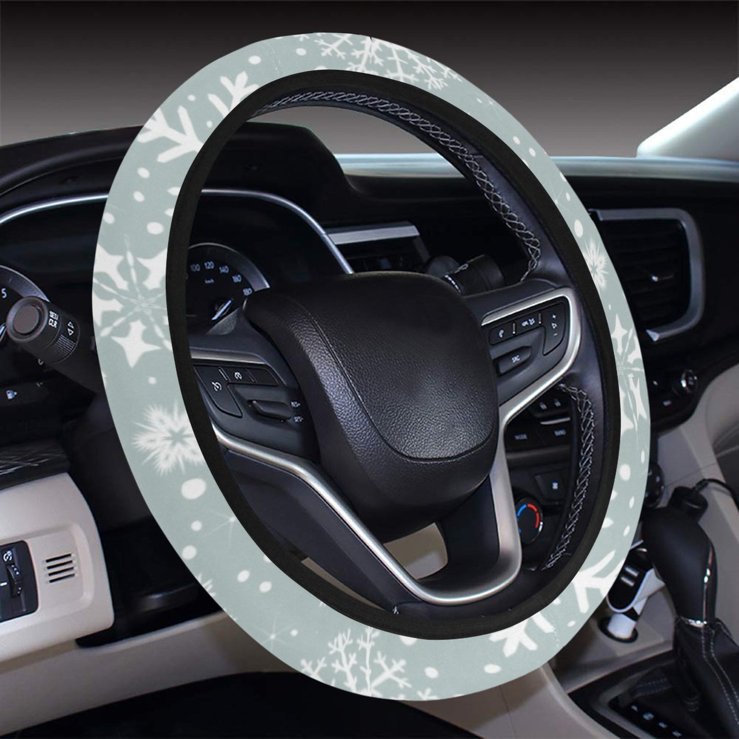 Snowflake Print Design LKS303 Steering Wheel Cover with Elastic Edge