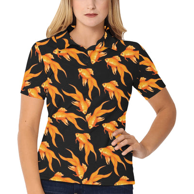 Goldfish Pattern Print Design 03 Women's Polo Shirt