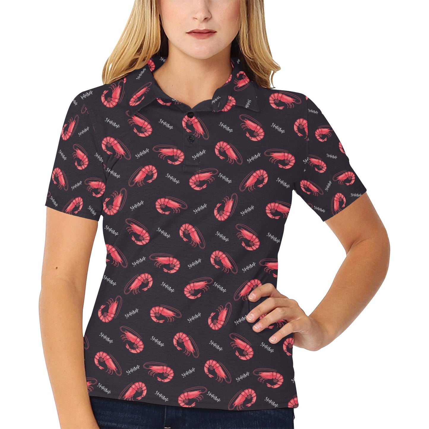 Shrimp Print Design LKS302 Women's Polo Shirt