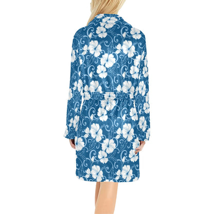 Hibiscus Pattern Print Design HB03 Women's Fleece Robe