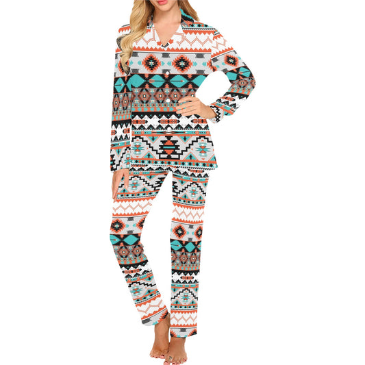 Tribal Aztec Indians pattern Women's Long Pajama Set
