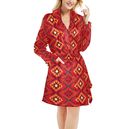 Aztec Pattern Print Design 06 Women's Fleece Robe