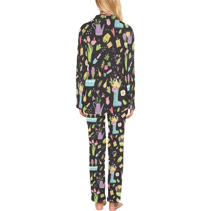 Gardening Pattern Print Design G03 Women's Long Pajama Set