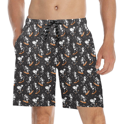 Skateboard With Skeleton Print Design LKS303 Men's Swim Trunks Beach Shorts