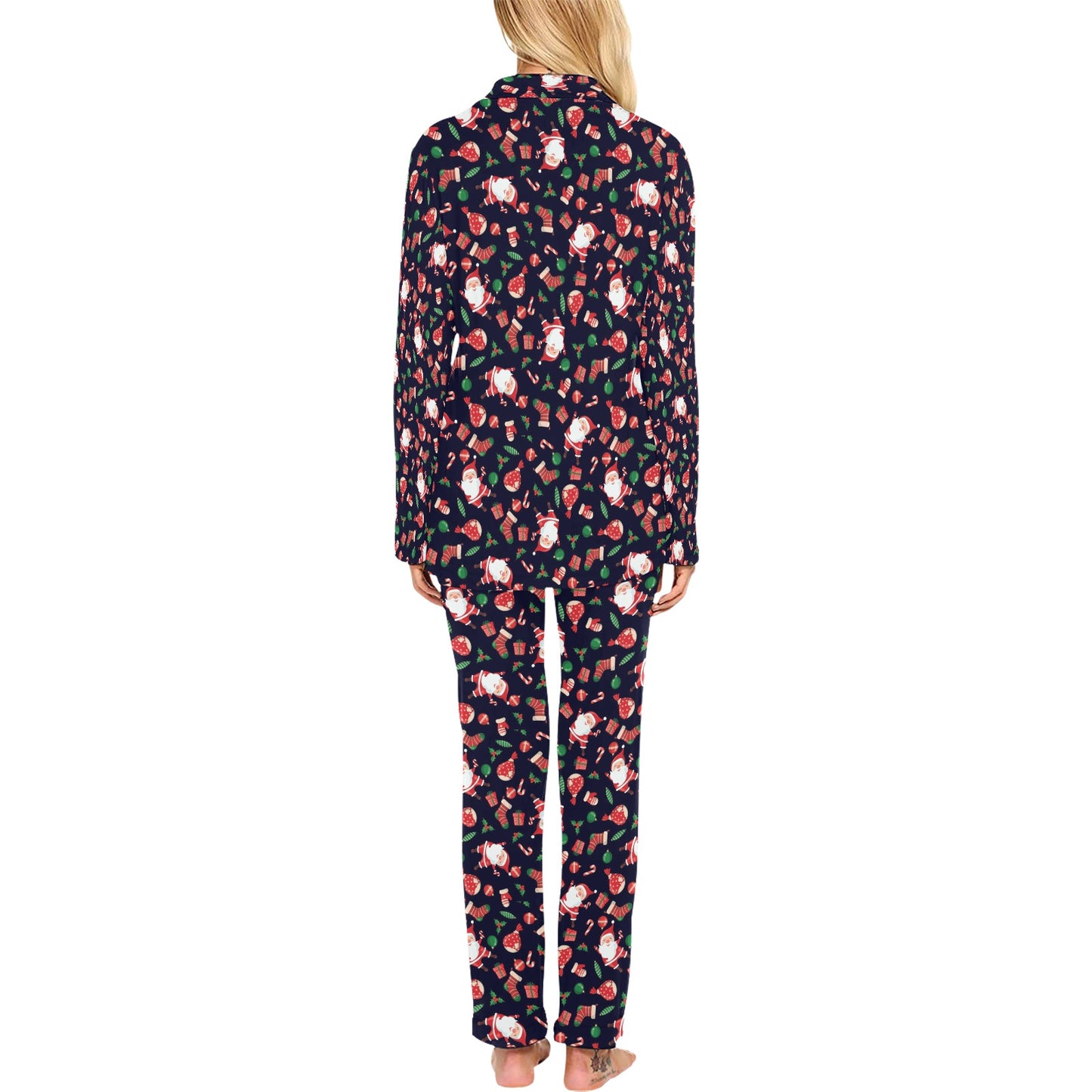 Santa Christmas Themed Print Design LKS304 Women's Long Pajama Set