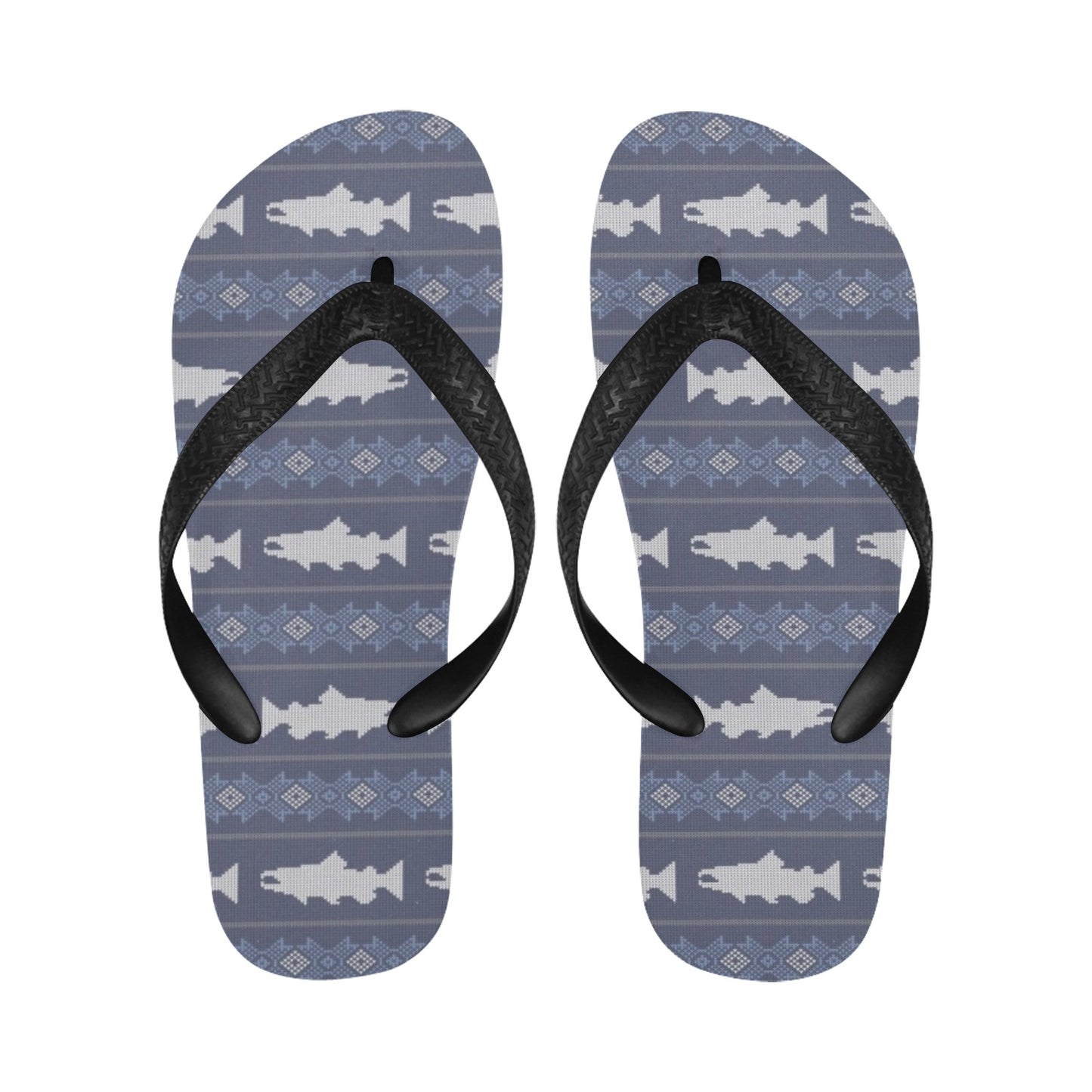 Salmon Fish Knit Style Print Design LKS304 Flip Flops