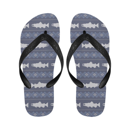 Salmon Fish Knit Style Print Design LKS304 Flip Flops