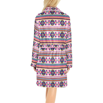 Indian Navajo Neon Themed Design Print Women's Fleece Robe
