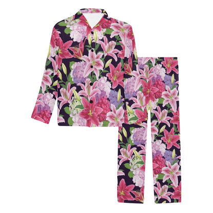 Lily Pattern Print Design LY017 Men's Long Pajama Set