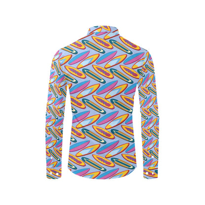 Surfboard Pattern Print Design LKS303 Men's Long Sleeve Dress Shirt