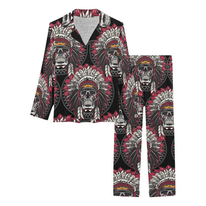 Native Indian Skull Women's Long Pajama Set