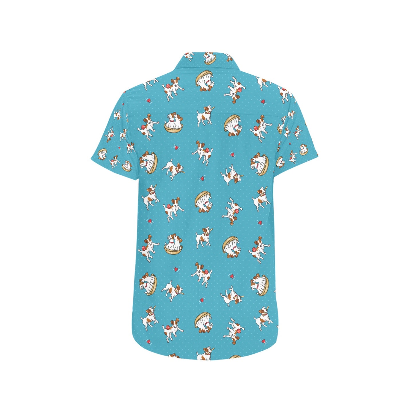 Russell Terriers Playing Print Design LKS305 Men Short Sleeve Button Up Shirt