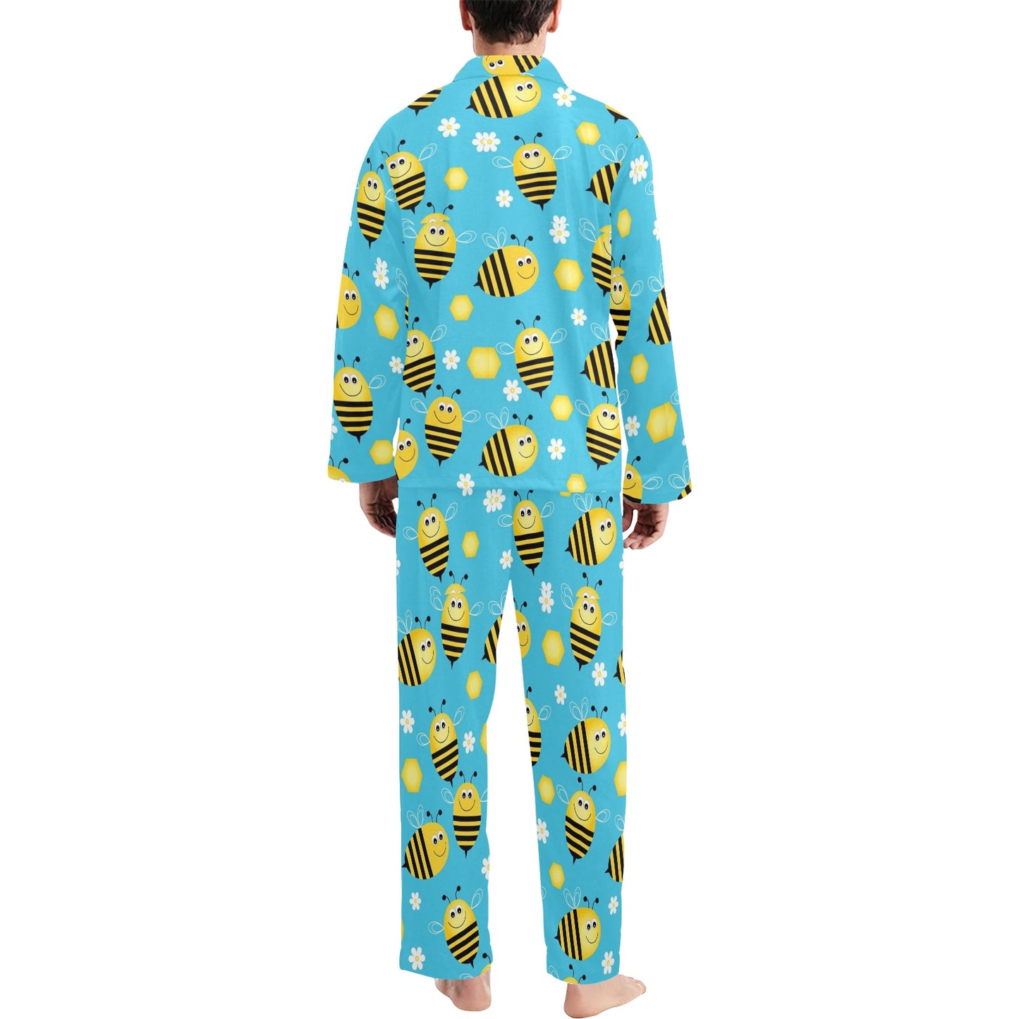 Bee Pattern Print Design BEE06 Men's Long Pajama Set