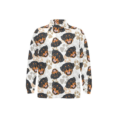 Rottweiler Pattern Print Design A03 Long Sleeve Polo Shirt For Men's