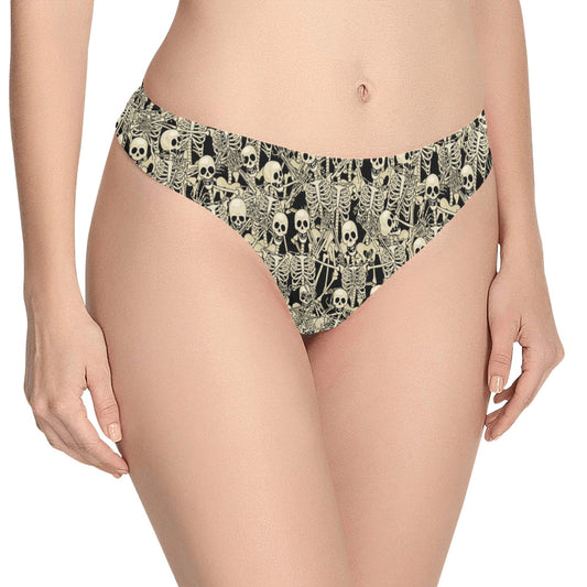 Skeleton Design Print Women's Thongs
