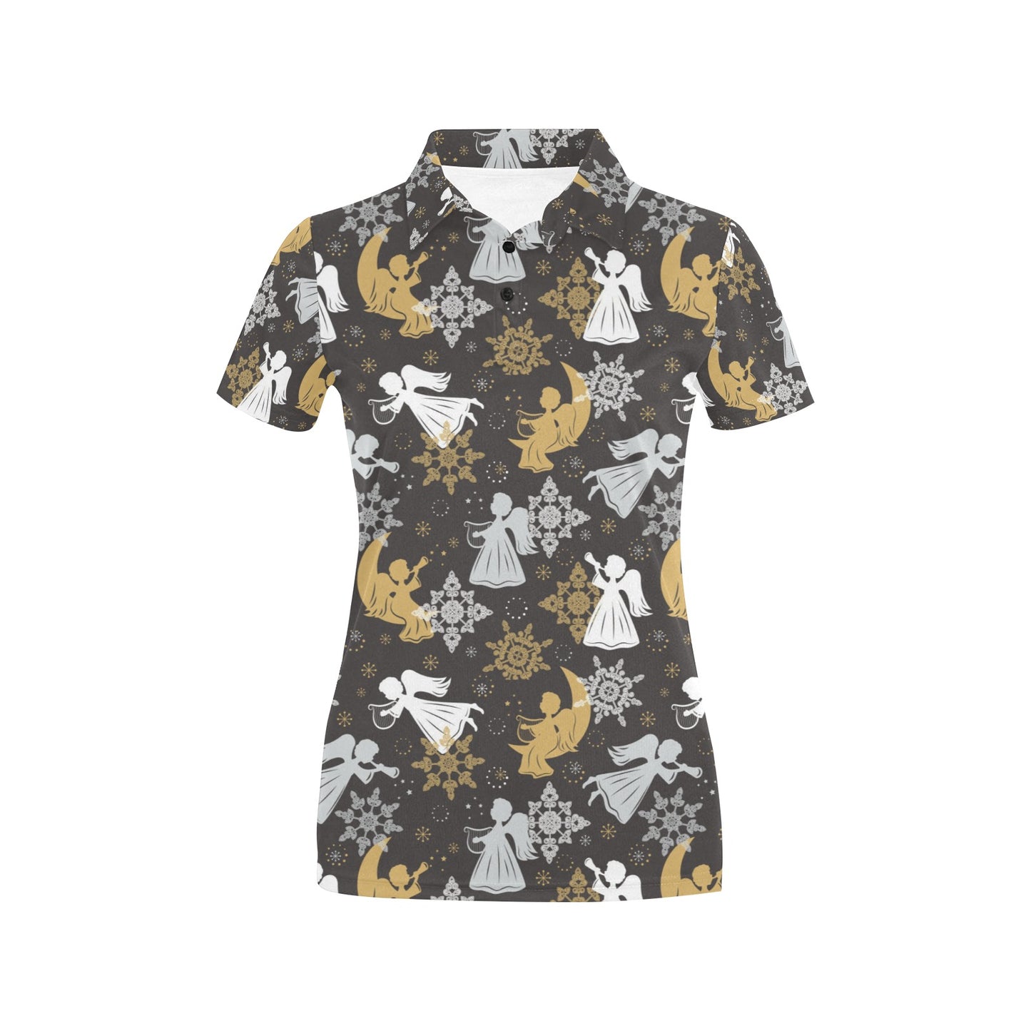 Angel Pattern Print Design 04 Women's Polo Shirt