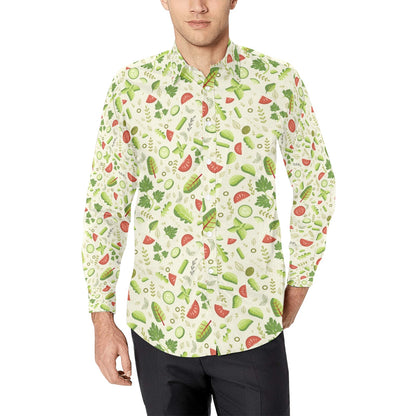 Salad Vegetable Print Design LKS302 Men's Long Sleeve Dress Shirt