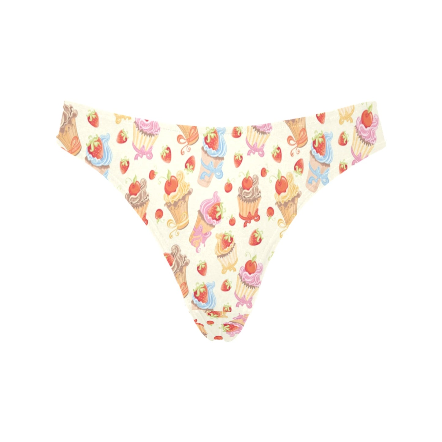 Cupcakes Strawberry Cherry Print Women's Thongs
