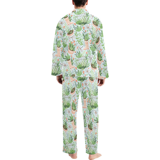 Gardening Pattern Print Design G04 Men's Long Pajama Set