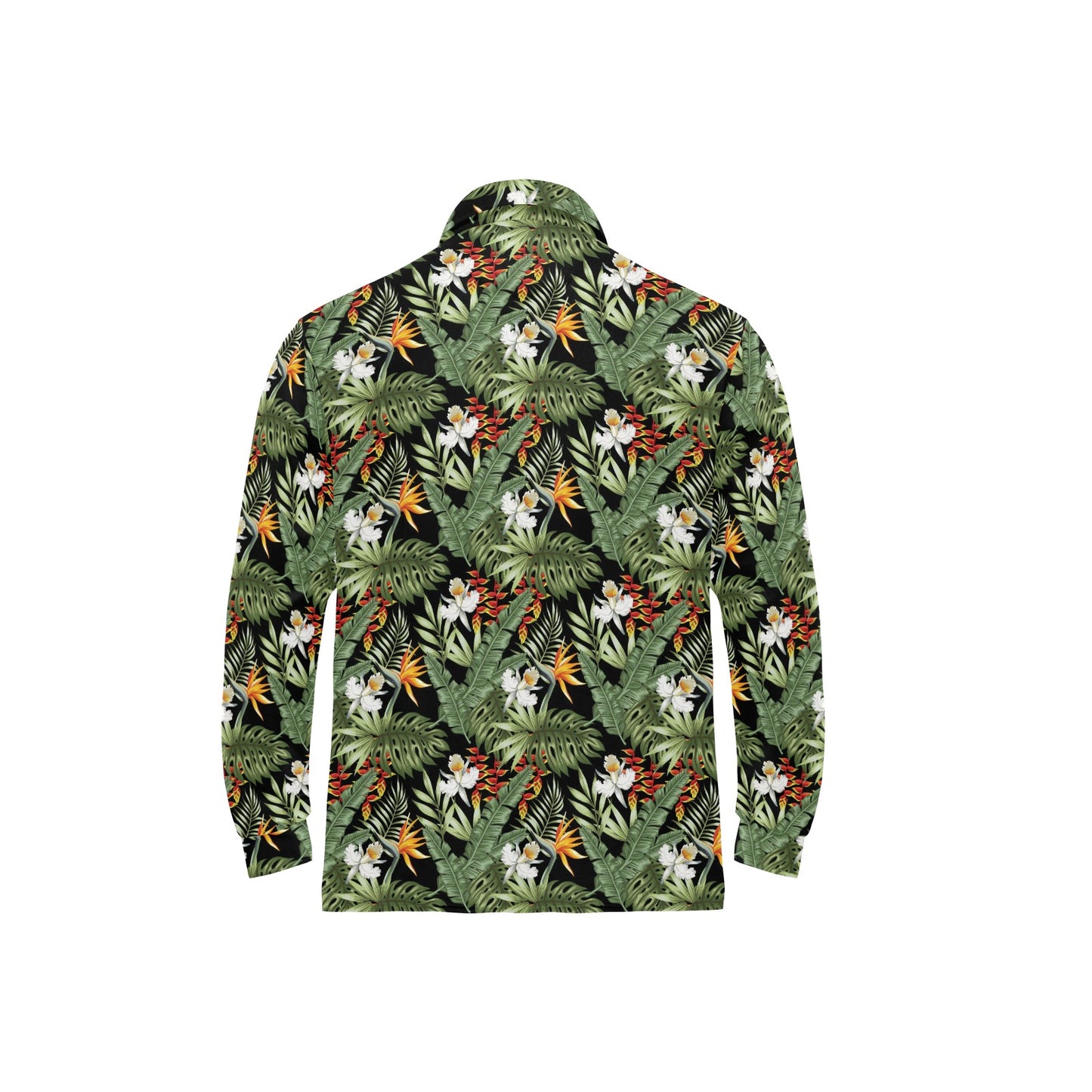 Bird Of Paradise Pattern Print Design 02 Long Sleeve Polo Shirt For Men's