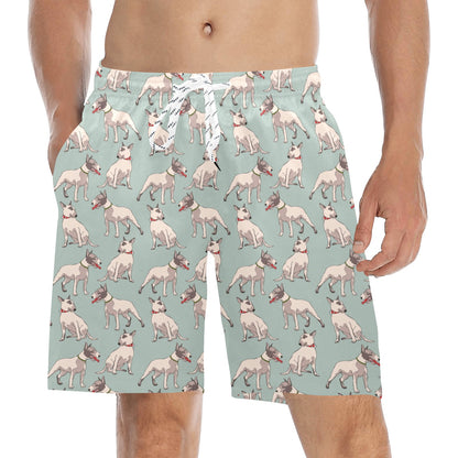 Bull Terrier Cute Print Pattern Men's Swim Trunks Beach Shorts