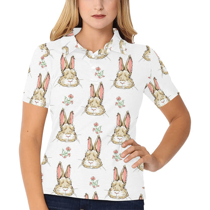 Rabbit Pattern Print Design RB09 Women's Polo Shirt