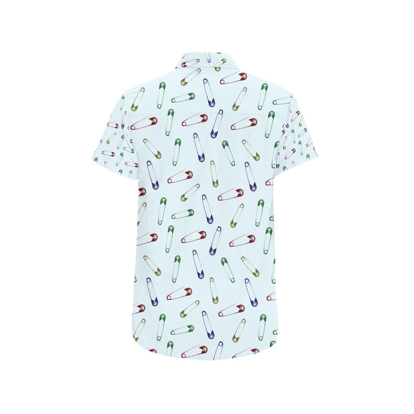 Safety Pin Print Design LKS303 Men Short Sleeve Button Up Shirt