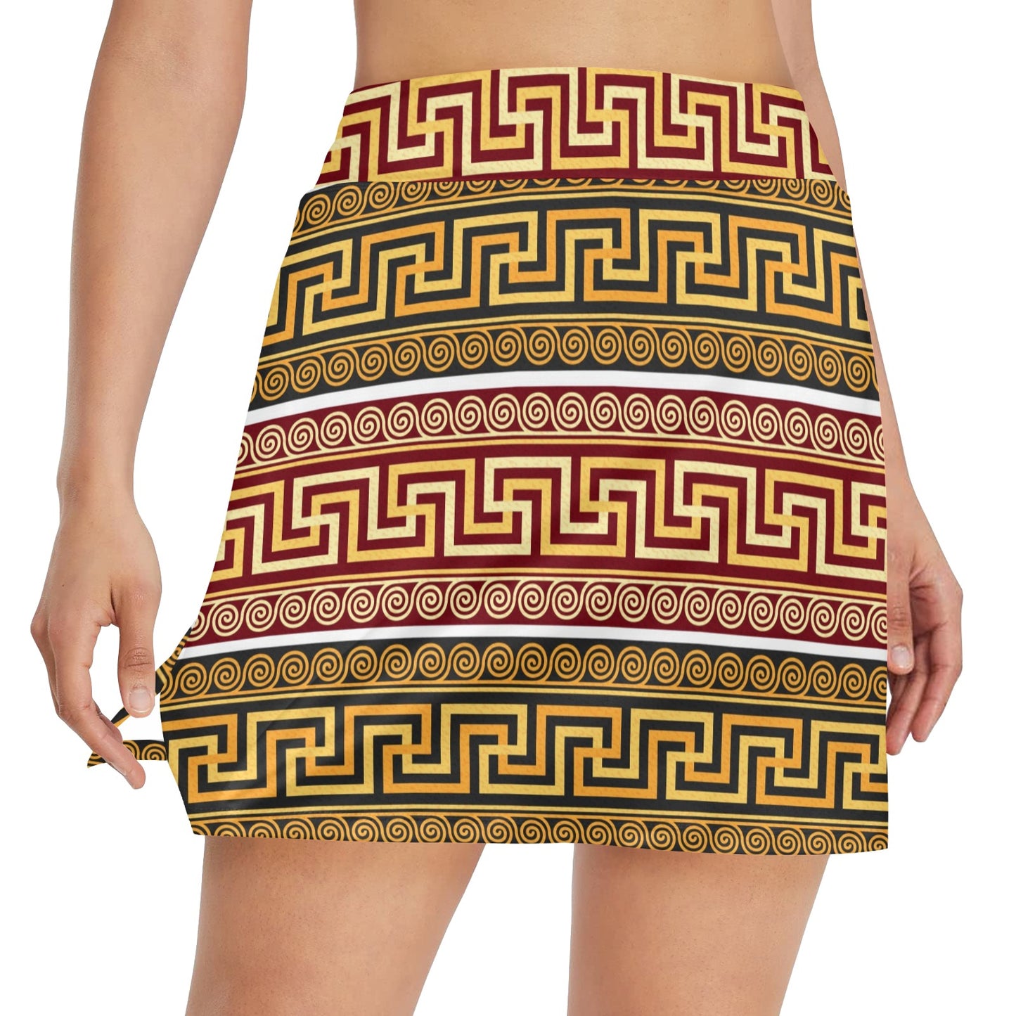 Ancient Greek Pattern Print Design LKS302 17" Golf & Pickleball Skort with Pockets