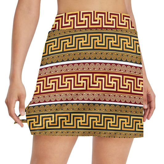 Ancient Greek Pattern Print Design LKS302 17" Golf & Pickleball Skort with Pockets