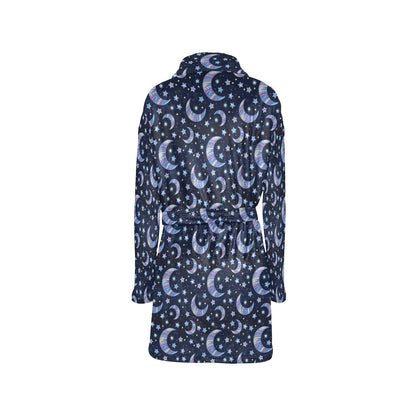 Celestial Moon Pattern Print Design 03 Women's Fleece Robe