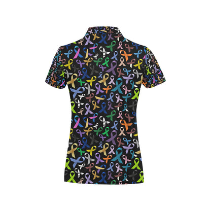 Breast Cancer Awareness Colorful Print Women's Polo Shirt
