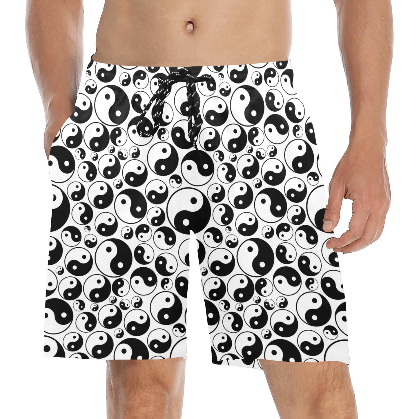 Yin Yang Print Design LKS302 Men's Swim Trunks Beach Shorts