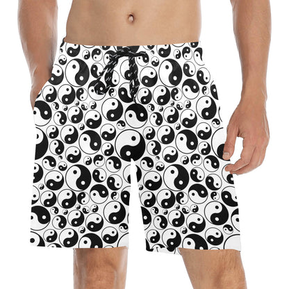 Yin Yang Print Design LKS302 Men's Swim Trunks Beach Shorts