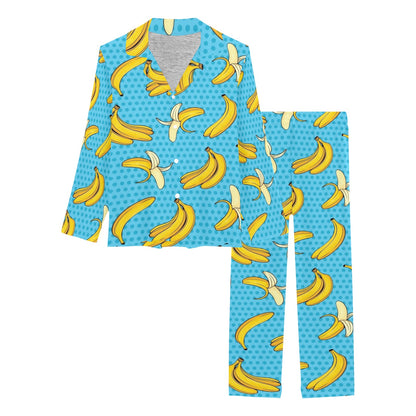 Banana Pattern Print Design BA08 Women's Long Pajama Set