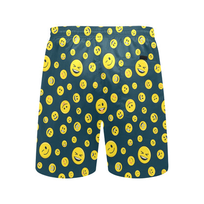 Smiley Face Emoji Print Design LKS301 Men's Swim Trunks Beach Shorts