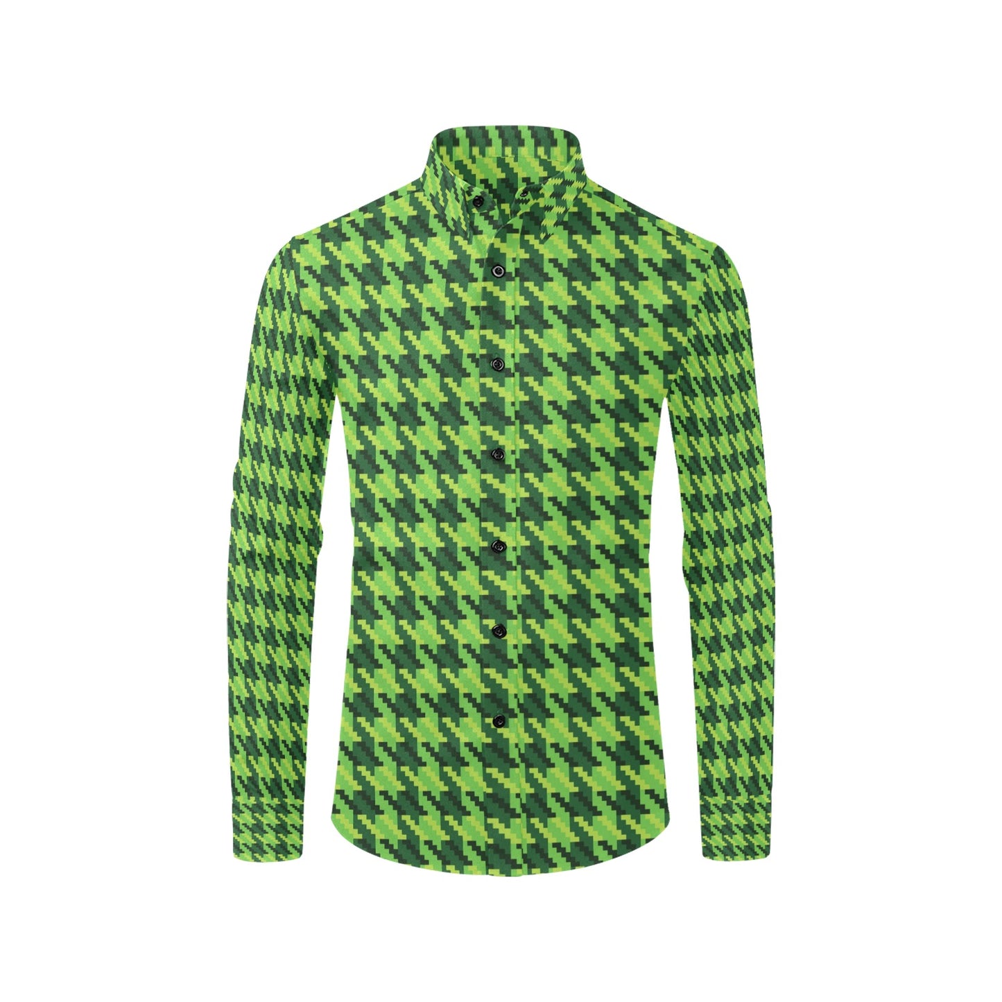 St Patricks Day Houndstooth Pattern Print LKS301 Men's Long Sleeve Dress Shirt