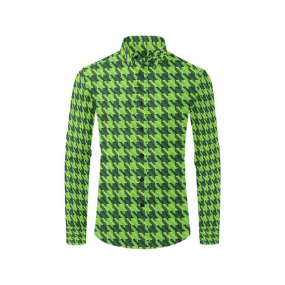 St Patricks Day Houndstooth Pattern Print LKS301 Men's Long Sleeve Dress Shirt