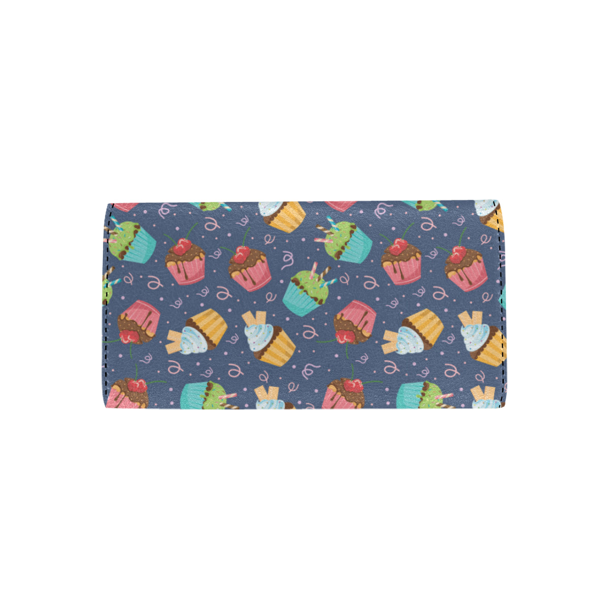 Cupcake Pattern Print Design 02 Women's Trifold Wallet