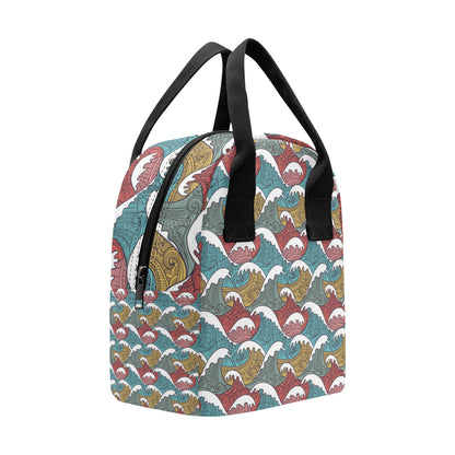 Tribal Wave Pattern Print Insulated Lunch Bag