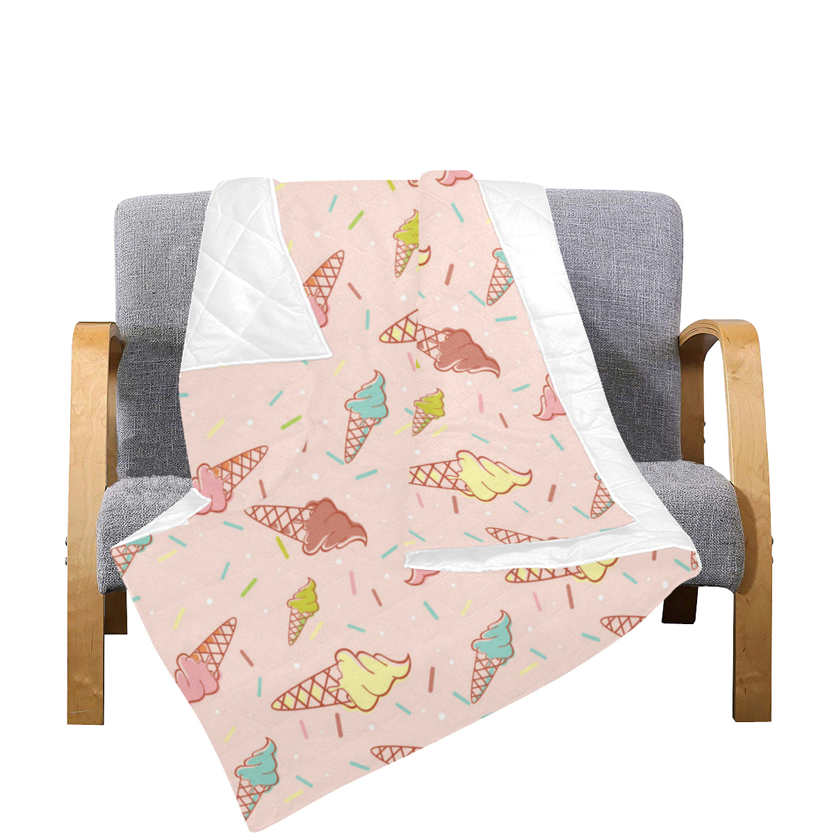 Ice Cream Pattern Print Design 02 Premium Quilt