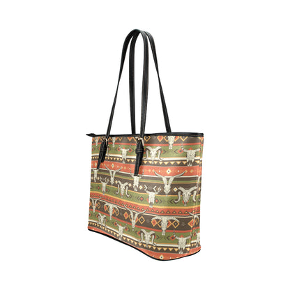 American indian Skull Animal Leather Tote Bag