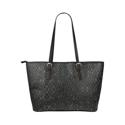 Snake Skin Black Print Leather Tote Bag