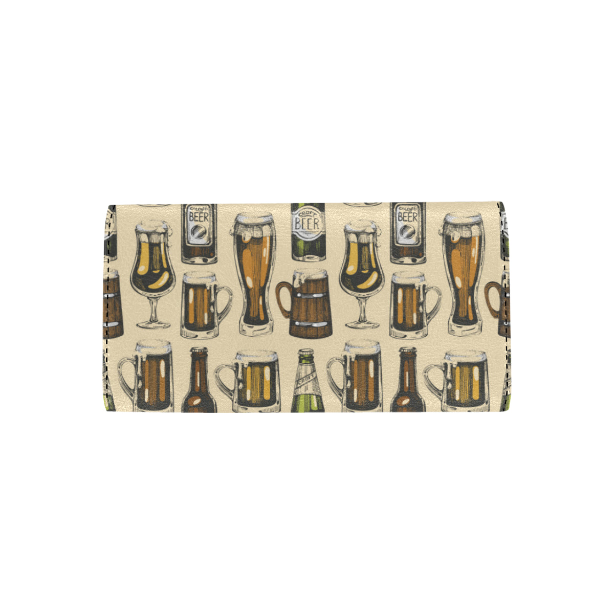 Beer Pattern Print Design 04 Women's Trifold Wallet