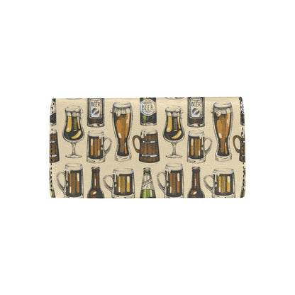 Beer Pattern Print Design 04 Women's Trifold Wallet