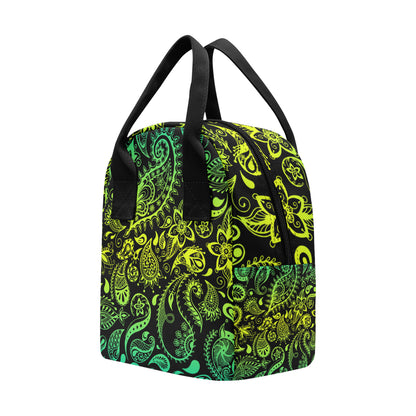 Paisley Green Design Print Insulated Lunch Bag
