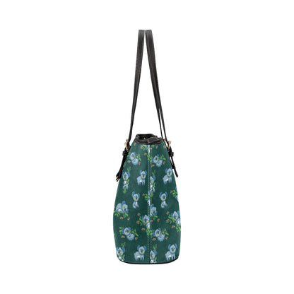 Koala Blue Design Print Leather Tote Bag